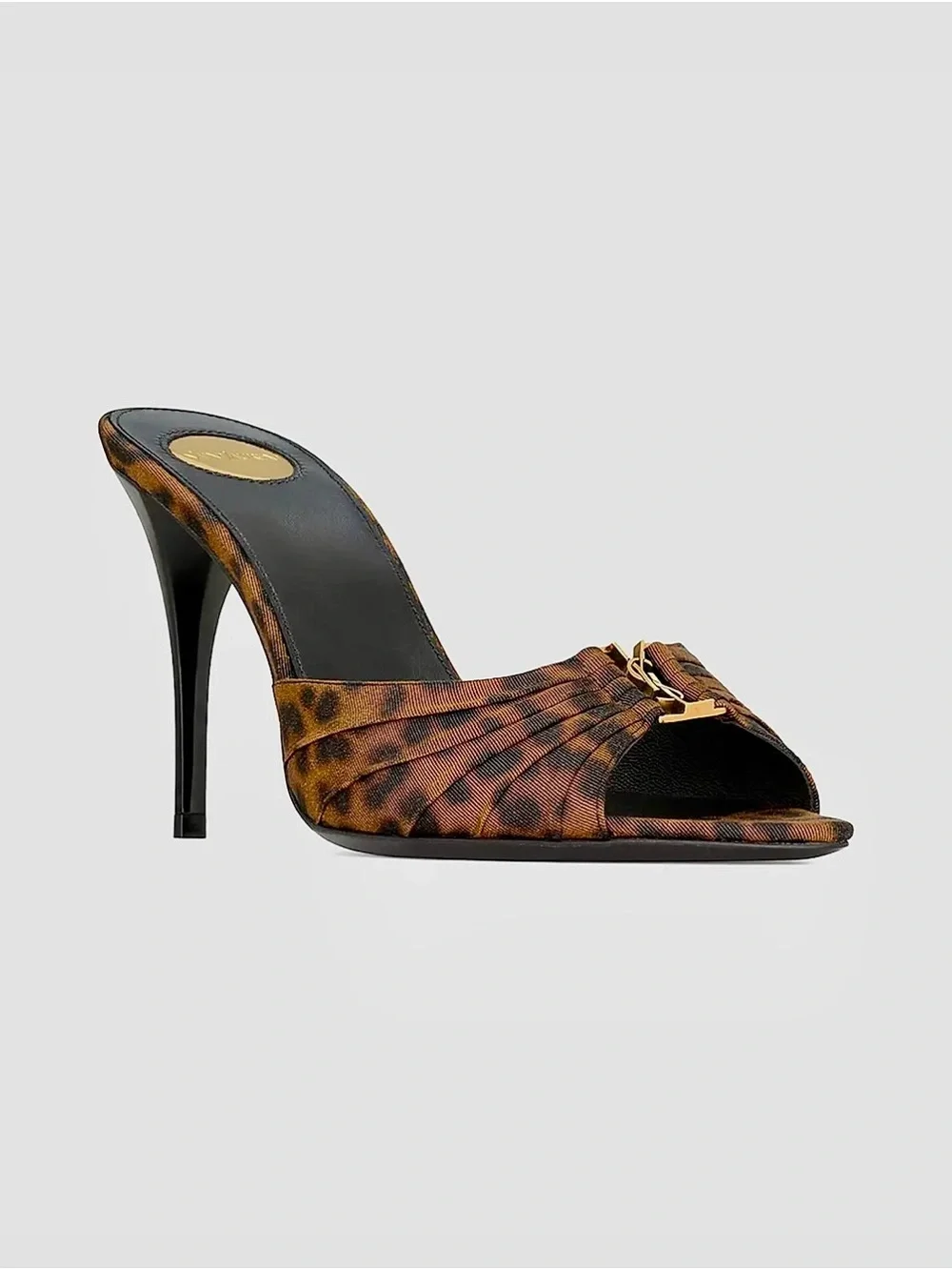 Saint Laurent Mules in Leopard Grosgrain Size 7.5/38 EU